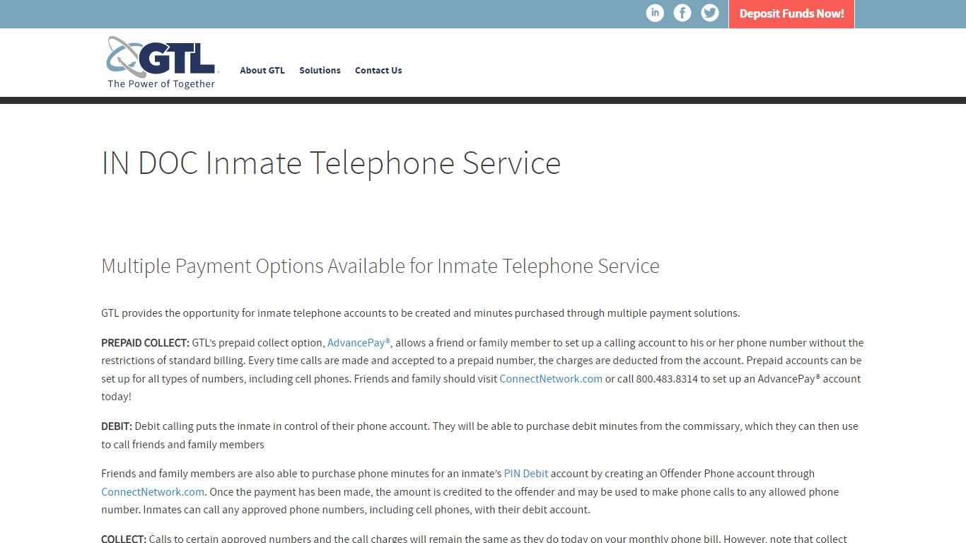 IN DOC Inmate Telephone Service | GTL